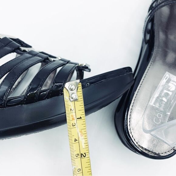 Calvin Klein Women’s Black Patent Leather Cut Out Window Wedge Size 8 - Picture 16 of 16